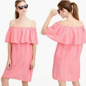 J.Crew Pink Linen Off Shoulder Dress